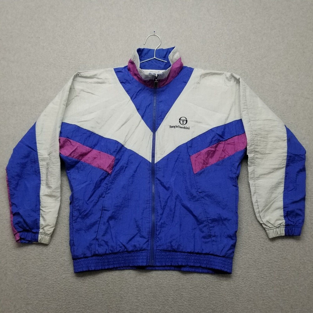 Vintage Sergio Tacchini Jacket Womens 38 Blue Full Zip‎ Pockets Activewear